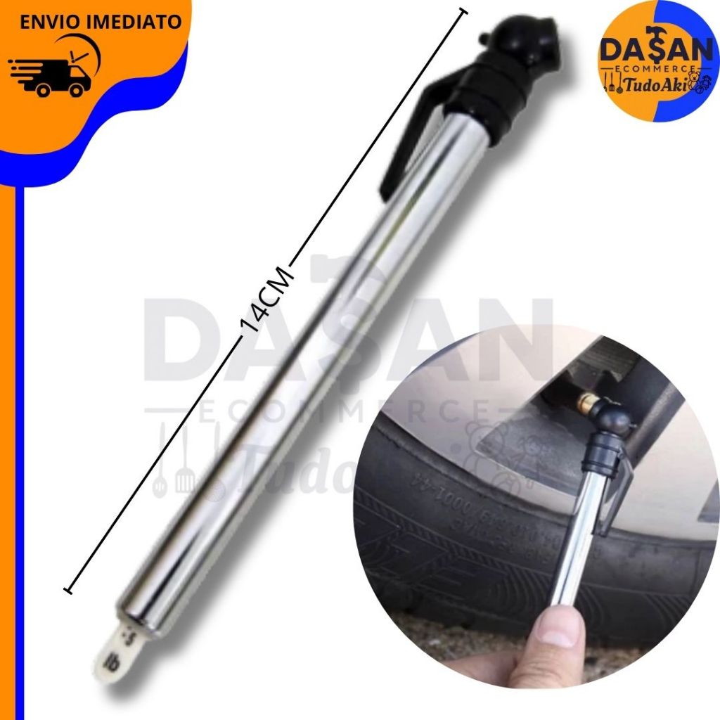 Calibrador de Pneu Manual com Medidor de Pressão – Ideal para Carros, Motos e Bicicletas