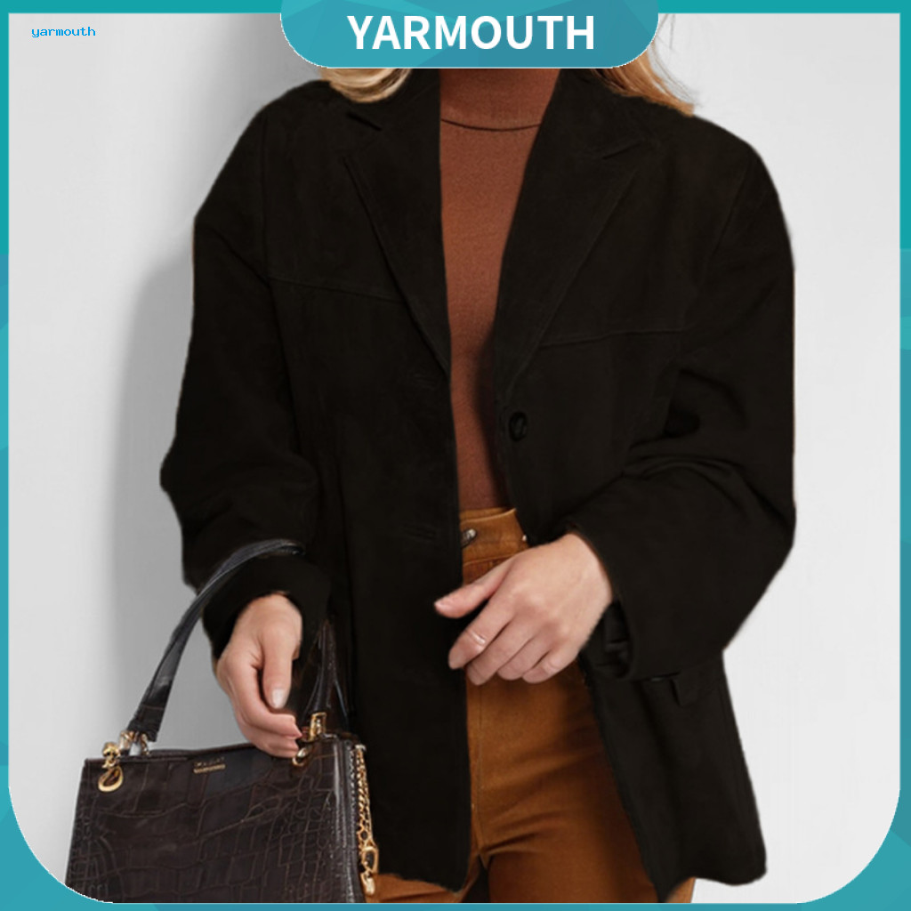 Women Winter Coat Jacket Women’s Vintage Ol Turn-down Collar Single-breasted Mid-length Loose Fit Outerwear for Autumn
