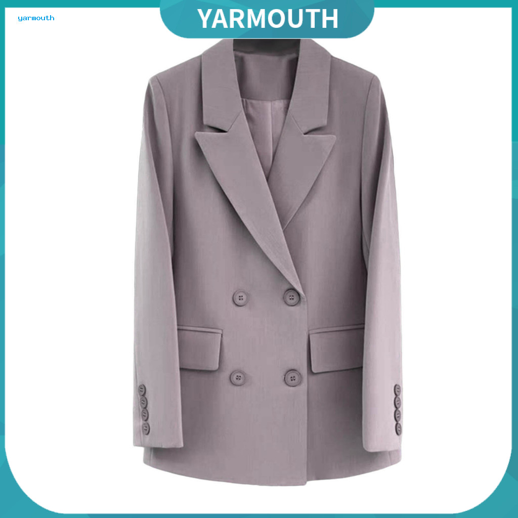 Women Suit Coat Jacket Women’s Double-breasted Blazer with Lapel Collar Long Sleeve Business Loose Fit Outwear Flap Po