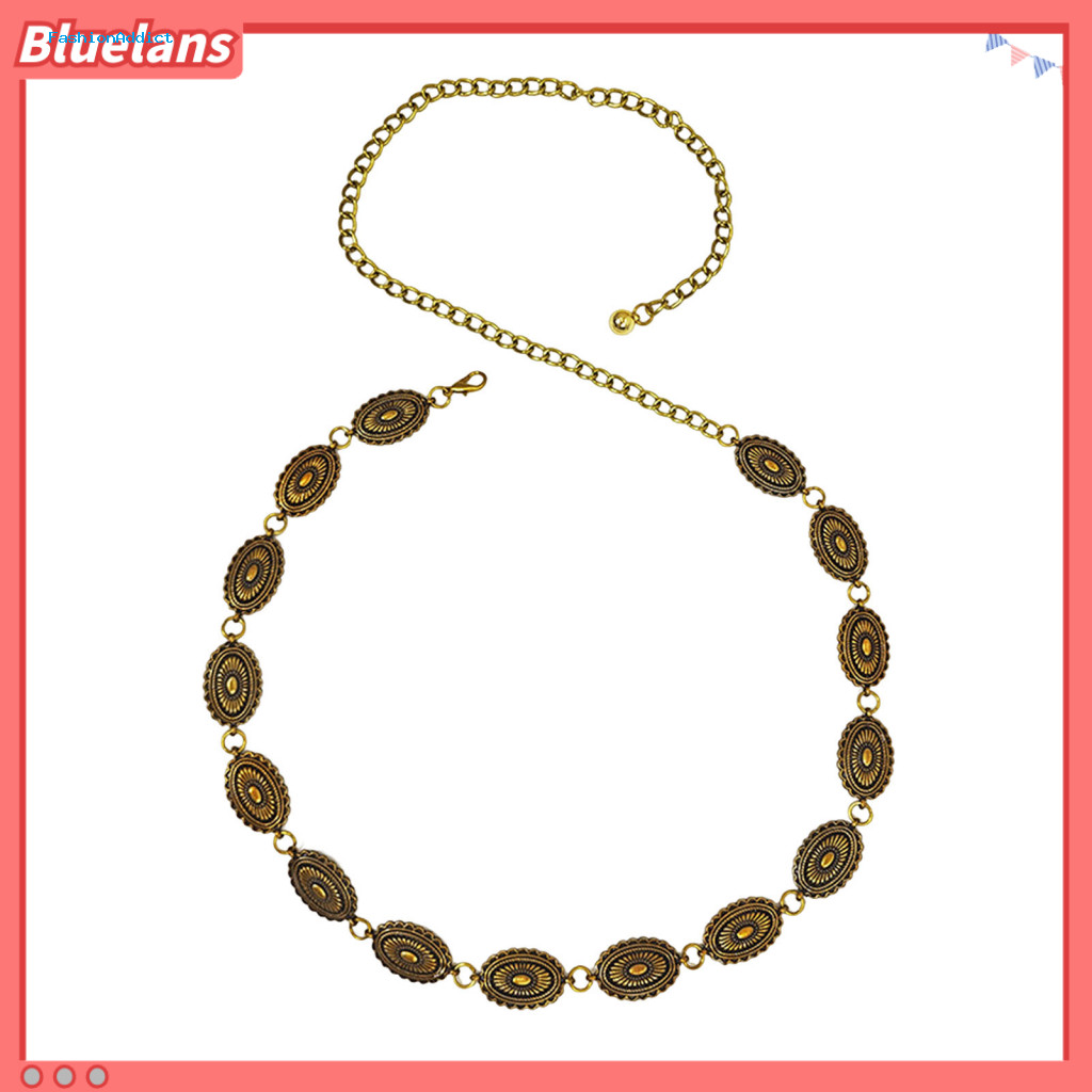 Women Denim Waist Chain Western Style Bohemian Women’s Adjustable Belt Alloy Polished Edge Strap Jewelry Accessories f