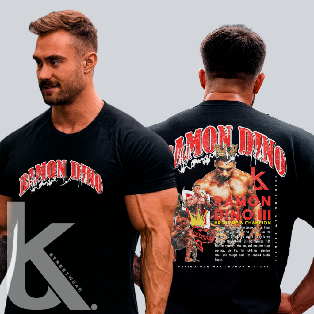 Camiseta Oversized Academia Camisa Ramon Dino Champion Winner Streetwear Mr.Olympia Respirável Malha