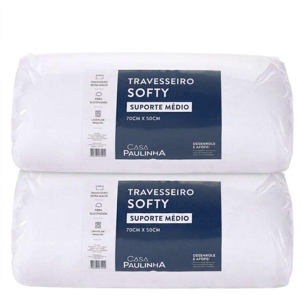 Travesseiros Softy 2 Un Baixo Suporte Médio Maciez Extrema Durável Embalagem Rolinho