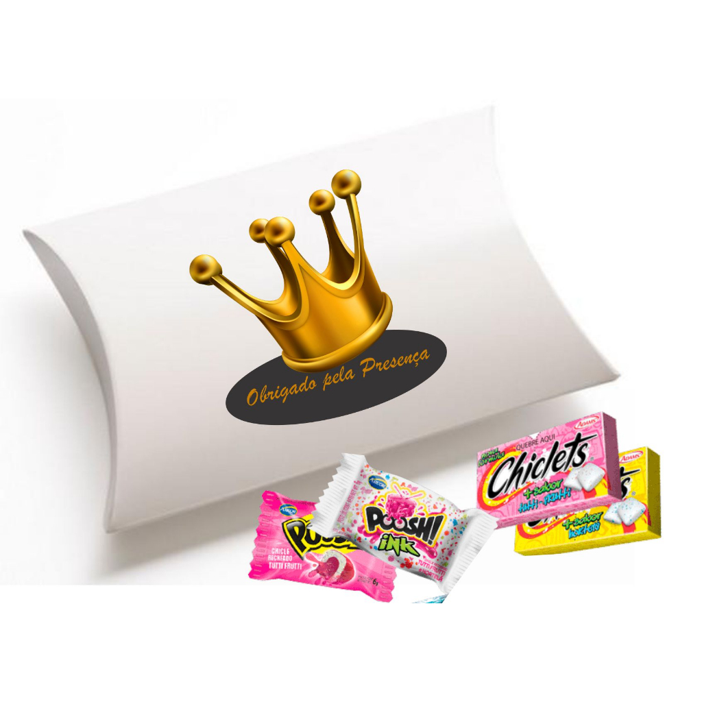 50 caixinhas papel almofadas travesseiro Lembrancinha coroa Realeza principe princesa rei reinado enfeite mesa decoração