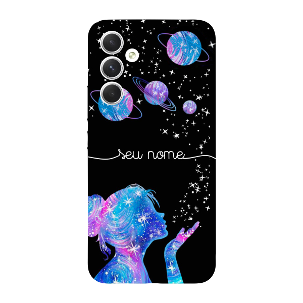 Capinha para Samsung A54 Anti Impacto Personalizada - Menina Universo com nome manuscrito