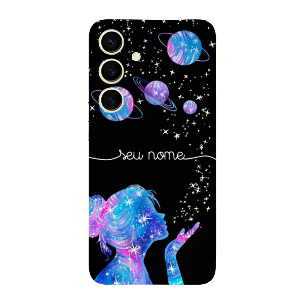 Capinha para Samsung S24 Anti Impacto Personalizada - Menina Universo com nome manuscrito
