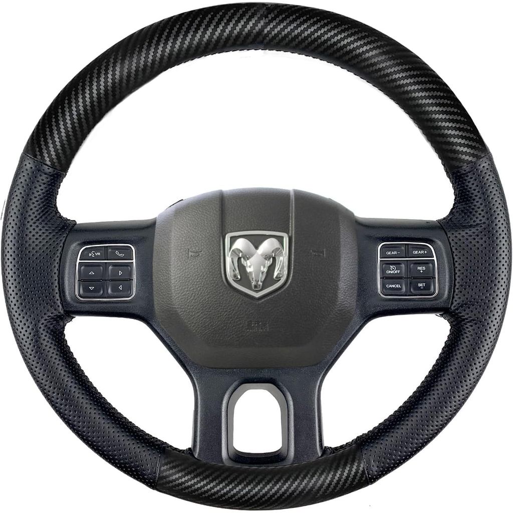 Hand Stitch Steering Wheel Cover | Customized Fit for Dodge Ram 1500/2500/3500/4500/5500 2013-2019 Anti-Slip Breathable