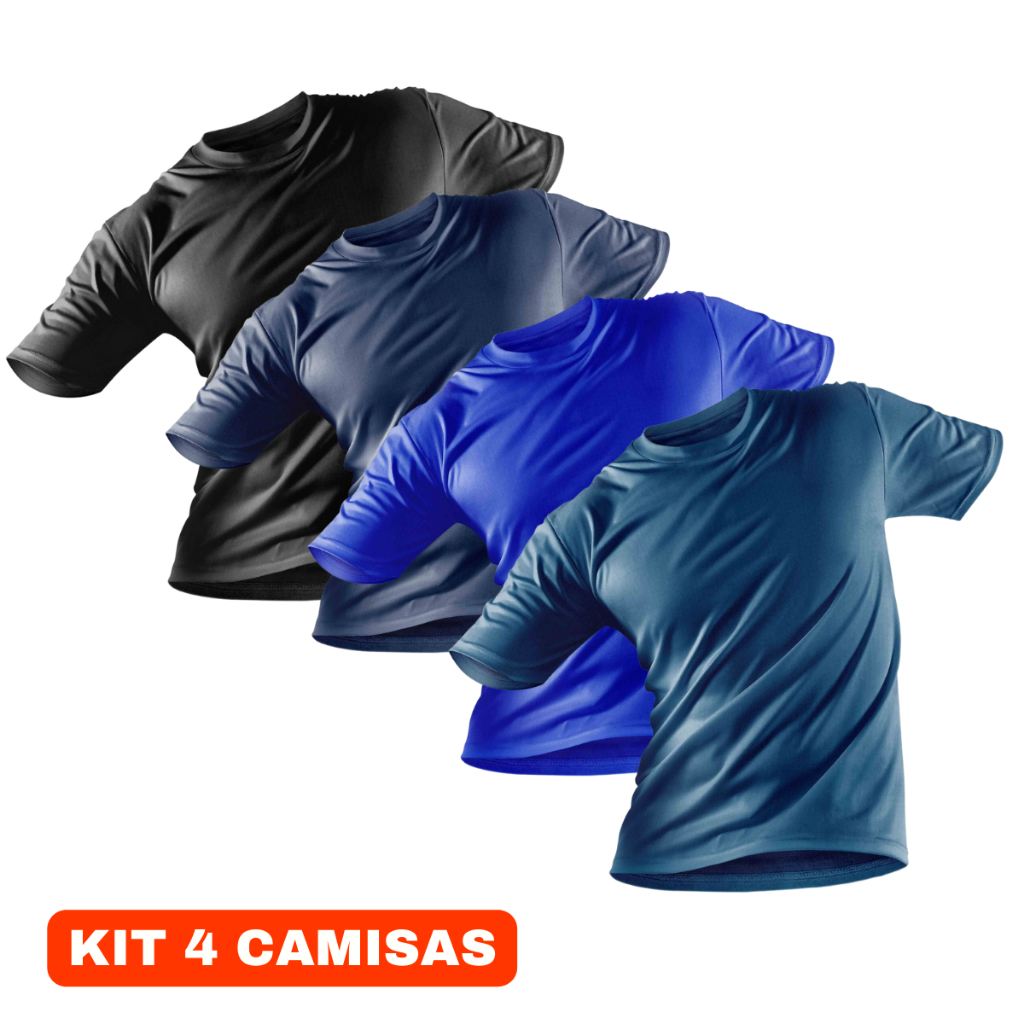 Kit 4 Camisas Masculina Proteção UV 50+ Camiseta Manga Curta Academia Blusa Térmica Fitness