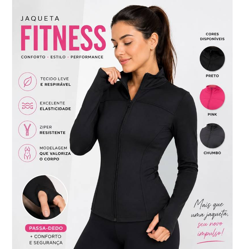 Jaqueta Feminina varias cores Academia Manga Longa com Zíper casaco frio treino UV fitness