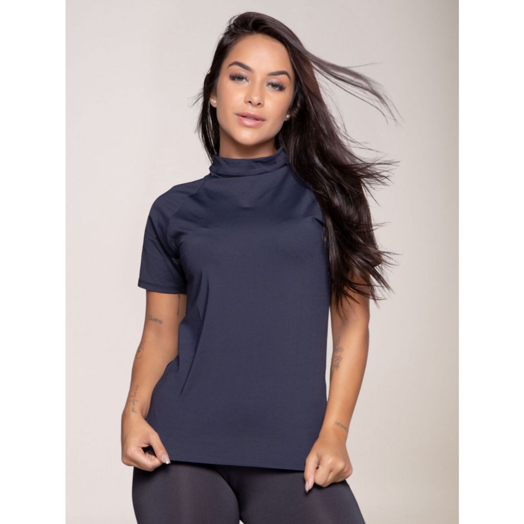 Camisa Academia Corrida Feminina Proteção Solar UV 50 Tecido Gelado Manga Curta Fitness Segunda Pele
