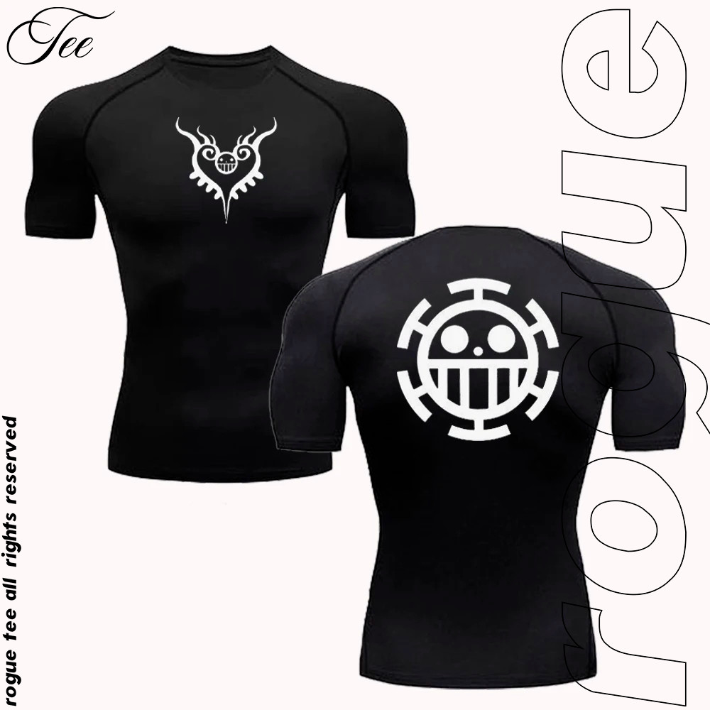 Camiseta De Crompressão Trafalgar D Law One Piece Manga Curta Gym Academia Fitness Unissex