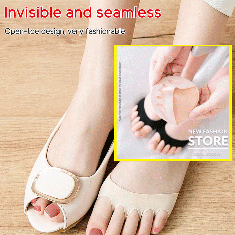 [Respirável e Invisível] Women Forefoot Cushion Toeless Sandal Socks Invisible Non-Slip Pads/Meias/Sapatos Femininos