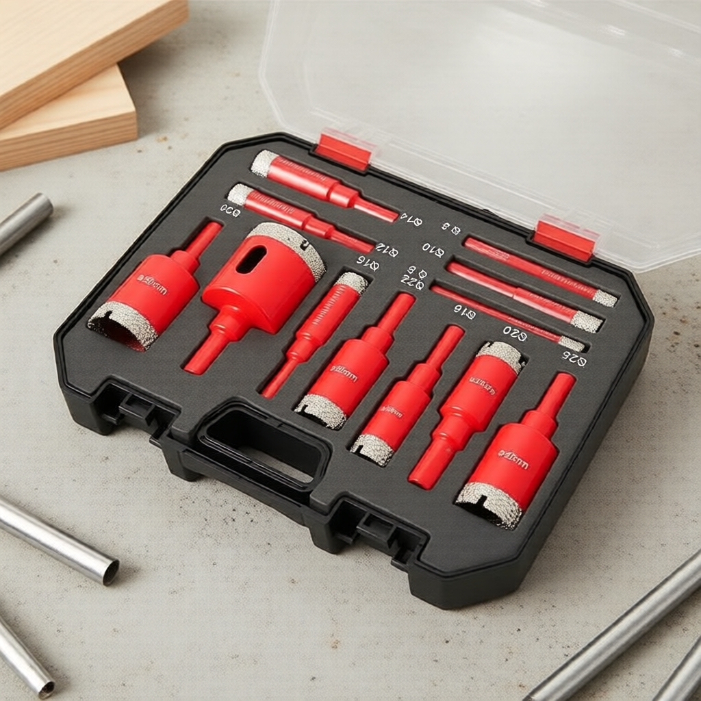 Brocas Diamantadas 6-35 mm à Vácuo (12 Unidades) – Kit para Furar a Seco e Úmido em Azulejo, Mármore, Vidro e Concreto
