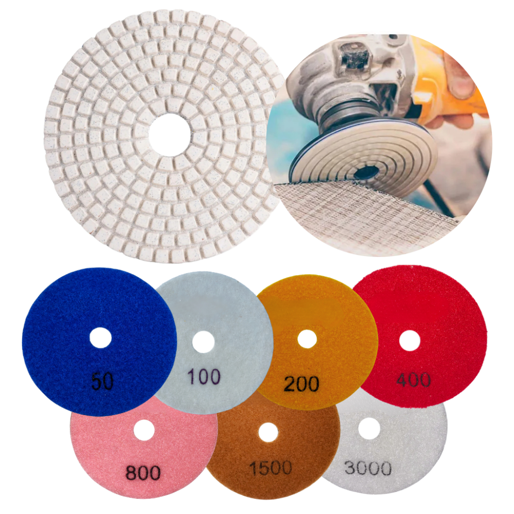 Lixa Diamantada para polir porcelanatos marmores e granitos 100mm polimento cortes 45 graus