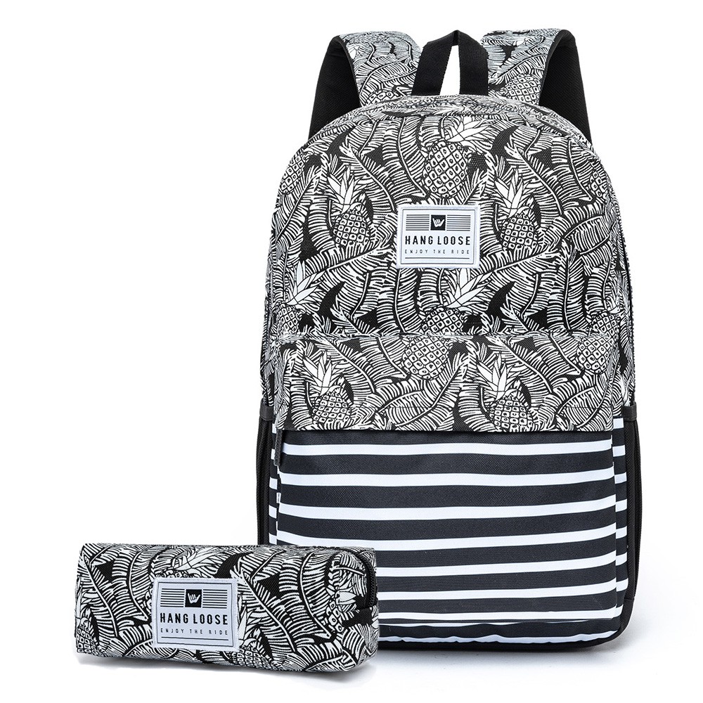 Kit Mochila Estojo Hang Loose Original Branco e Preto Importado Produto Exclusivo