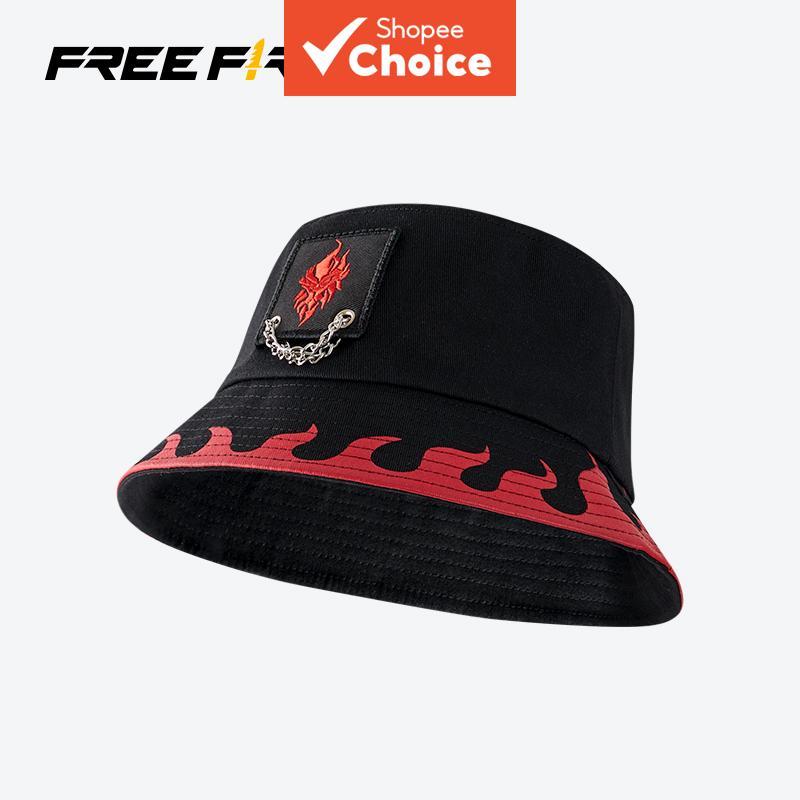 Chapéu De Pescador FREE FIRE Preto Vermelho Acessório De Jogos Produto Oficial Para Jogadores