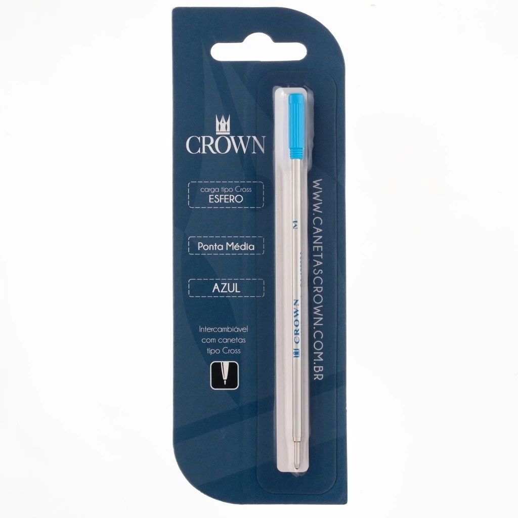 Cargas Crown Esferográficas Tipo Cross Azul, Preto e Vermelho Produto Original Loja Oficial