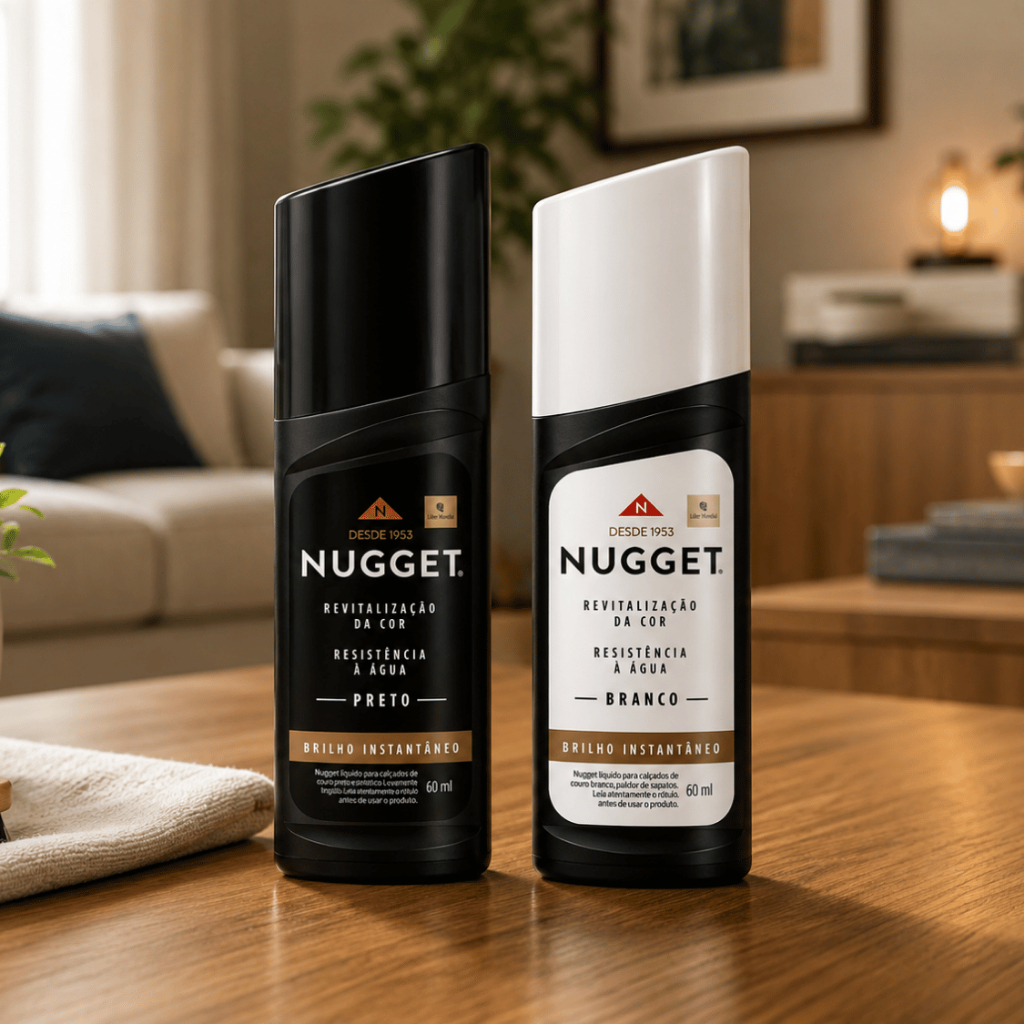 Kit Polidor Sapato Líquido Nugget Preto E Branco Frasco 60ml