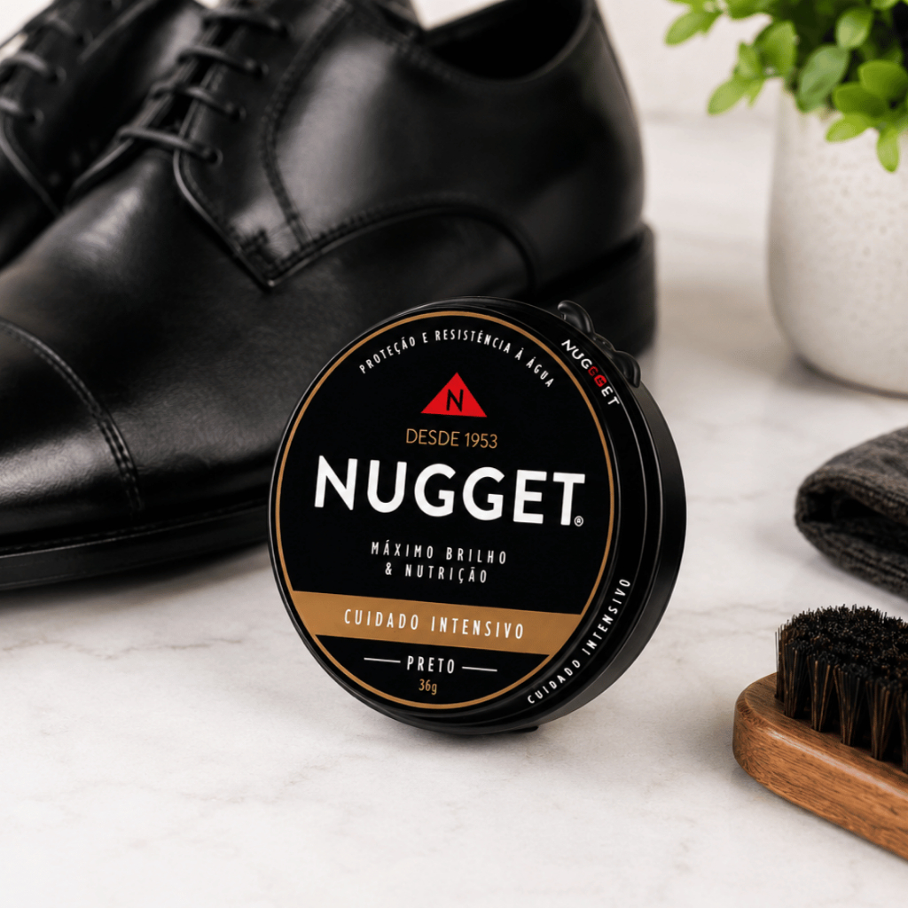 Polidor De Sapato Nugget Lata Preto Em Pasta Com 36g
