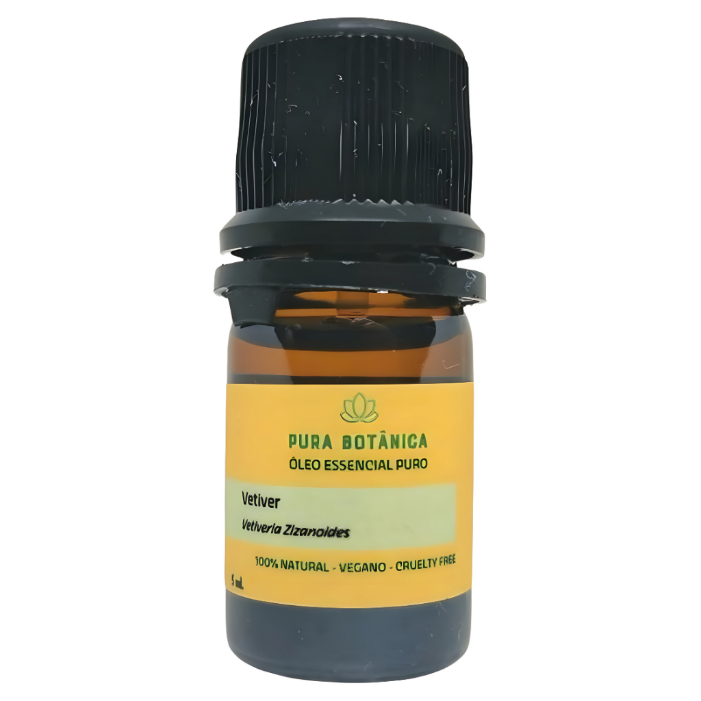 Óleo Essencial Vetiver | 5ml | Aromaterapia, Amadeirado, Calmante e Bem-Estar | Pura Botânica