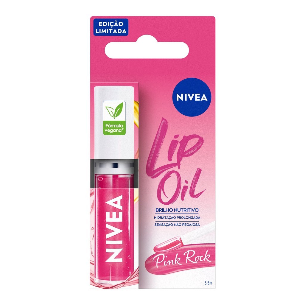 Brilho Labial Nutritivo Nivea Lip Oil Pink Rock 5,5ml