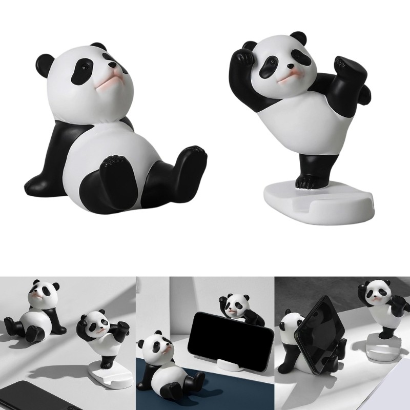 Estone Brincalhão Panda Forma Resina Suporte Móvel Estável Smartphone Tablet Mesa Prateleira Decorações Design Cri