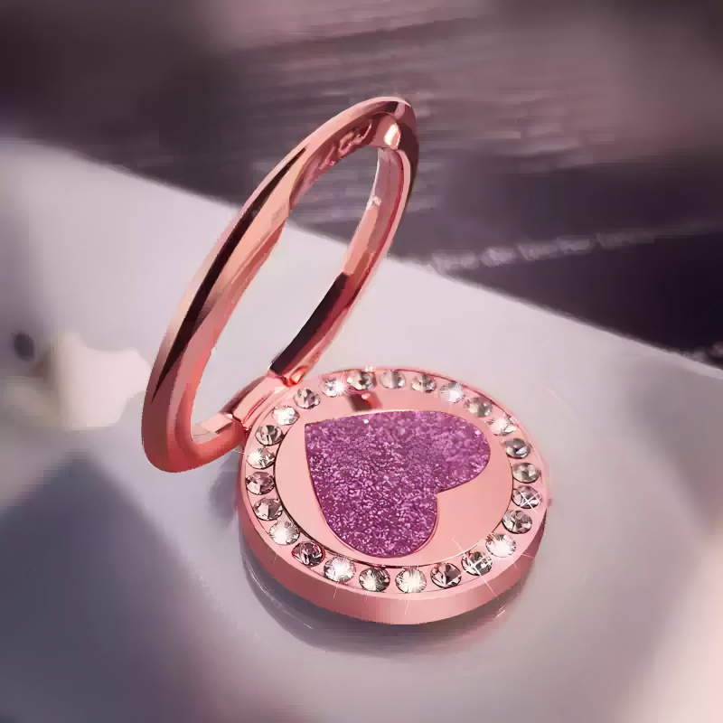Apoio Coração com Strass para Celular, Design Luxuoso Encantador, Firme e Ideal para Decorar o Aparelho