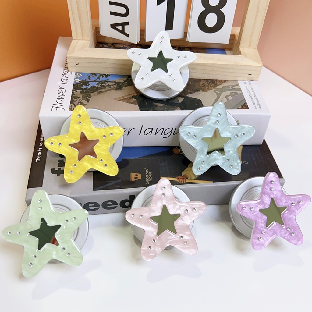 Suporte De Telefone De Atração Magnética Kickstand Design De Espelho Criativo Em Forma De Estrelas Cores Doces Para Celu