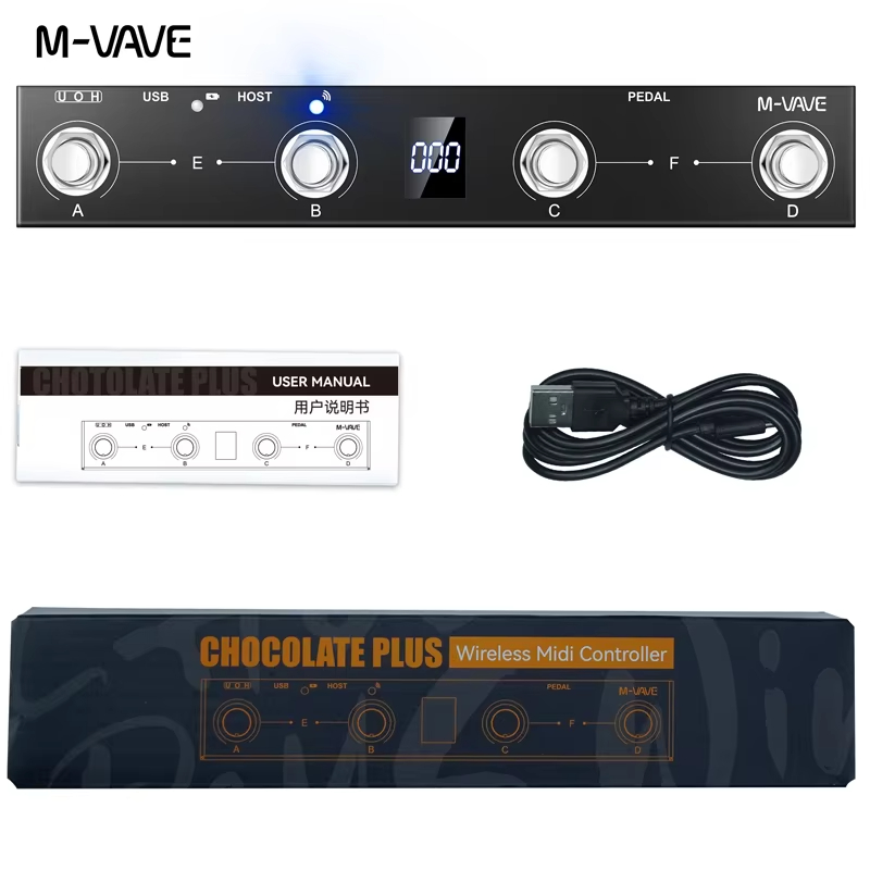 M-VAVE CHOCOLATE PLUS MIDI Controlador Bluetooth Pedal Flipper Multifuncional APP Controles Display Digital Studio Gear