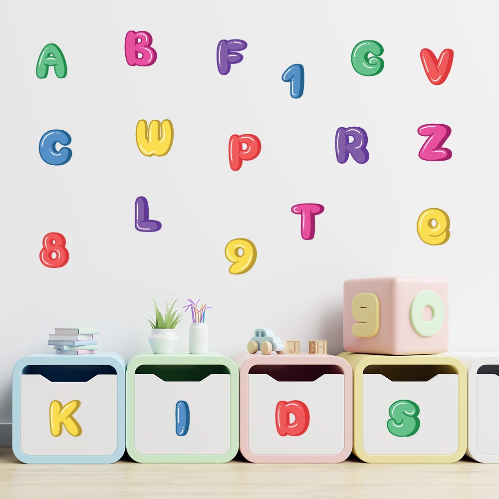 Adesivo de Parede Infantil Alfabeto Números Escola Quarto Menino Menina - 398ir