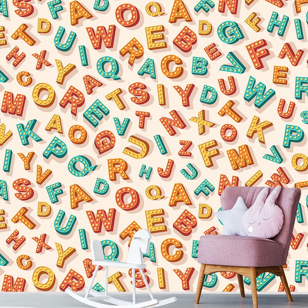 Papel de Parede Adesivo Infantil Alfabeto Escola Bebe Quarto Menino Quarto Menina - 529pc