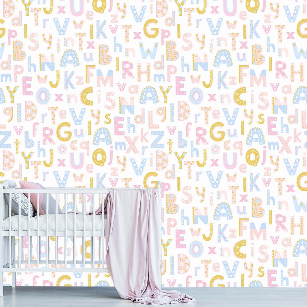 Papel de Parede Adesivo Infantil Alfabeto Escola Quarto - 789pc