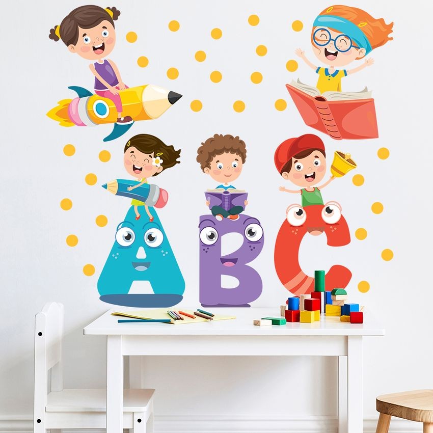 Adesivo de Parede Infantil Alfabeto Colorido Educativo