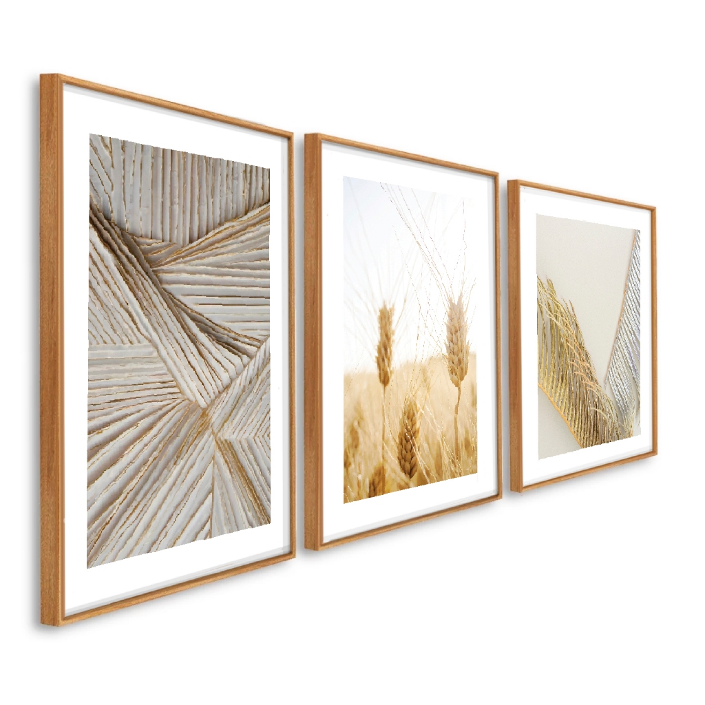 kit quadro decorativo moldura Caixa Alta Grande 41x61x3.5 cm Trigo