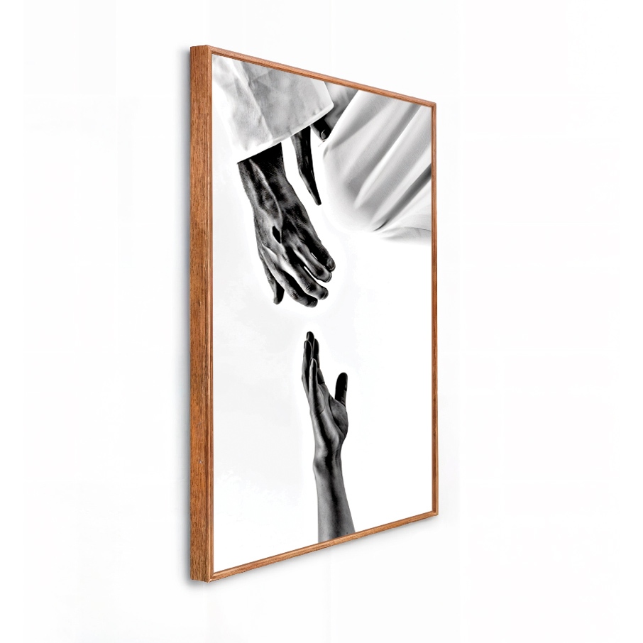 Quadro Decorativo Grande 41x61x3.5cm Moldura Caixa Alta Mão de Jesus para o homen