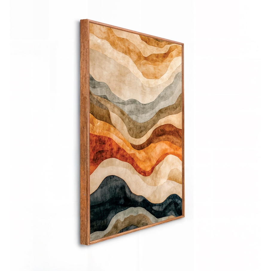 Quadro decorativo moldura Caixa Alta Grande 41x61x3.5 cm arte abstrato onduladas