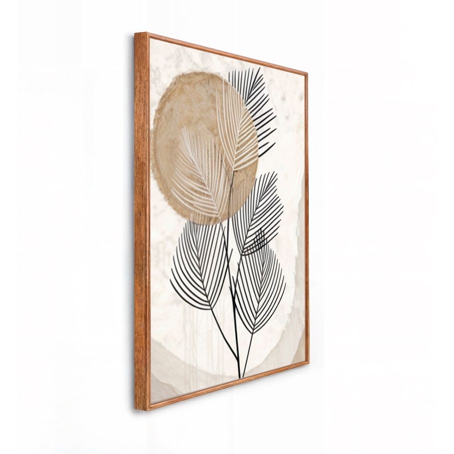 Quadro decorativo parede moldura Caixa Alta Grande 41x61x3.5 cm arte abstrato folhas finas