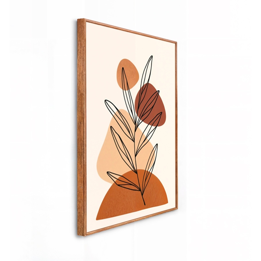Quadro decorativo parede moldura Caixa Alta Grande 41x61x3.5 cm arte abstrato campos marrom