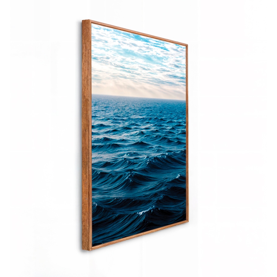 Quadro Decorativo Grande 41x61x3.5cm Moldura Caixa Guarda Mar Azul lado ESQUERDO