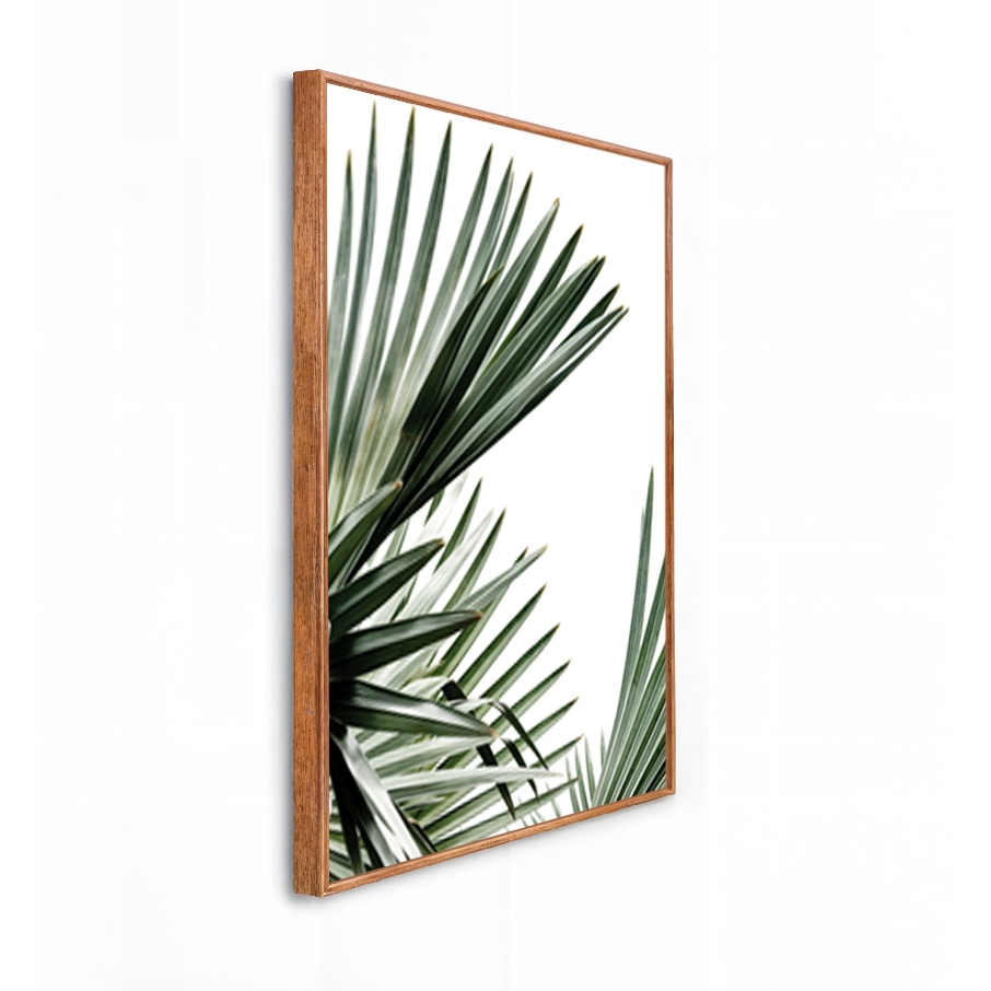 Quadro Decorativo Grande 41x61x3.5cm Moldura Caixa Alta Folhagem Planta Verde para Sala Cozinha Dormitório Escritório