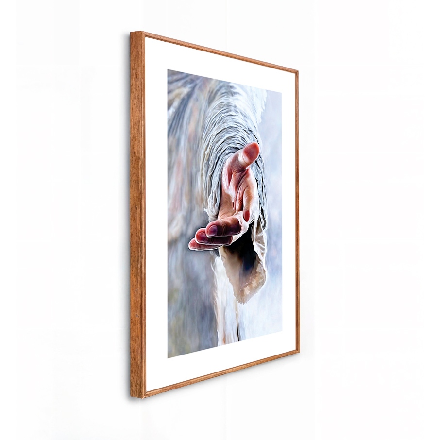 Quadro Decorativo Grande 41x61x3.5cm Moldura Caixa Alta Mão de Jesus