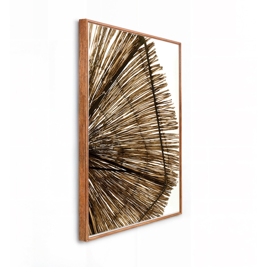 Quadro Decorativo Grande 41x61x3.5cm Moldura Caixa Guarda Sol de Palha