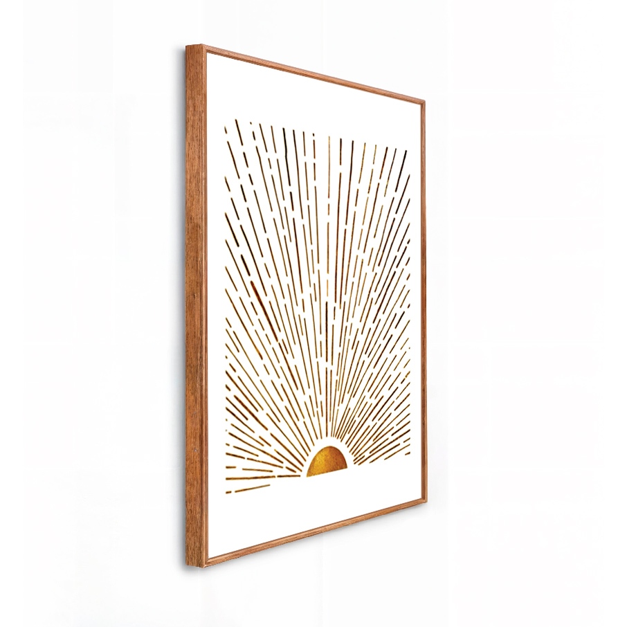 Quadro Decorativo Grande 41x61x3.5cm Moldura Modelo Caixa Alta Quadro Mosaico Sol