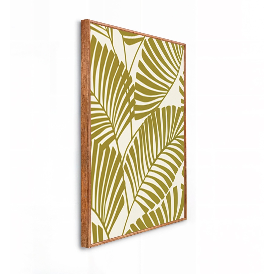 Quadro Decorativo Grande 41x61x3.5cm Moldura Caixa Alta Folhagem Planta Verde para Sala Cozinha Dormitório Escritório