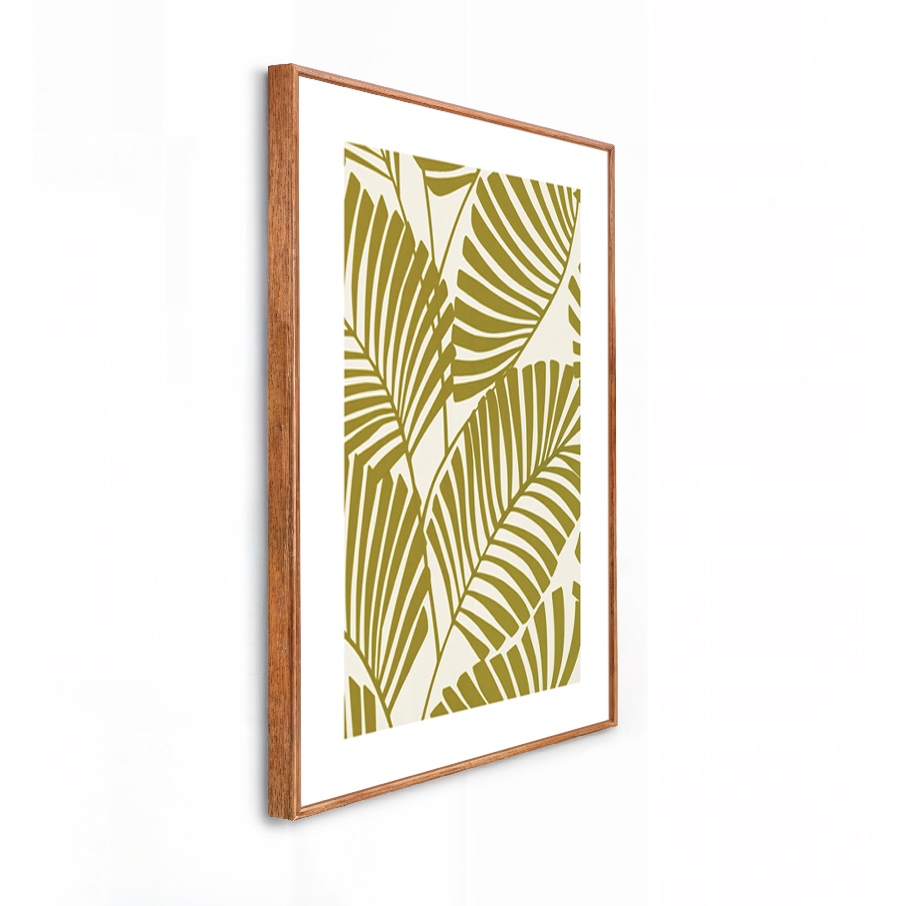 Quadro Decorativo Grande 41x61x3.5cm Moldura Caixa Alta Folhagem Planta Verde Paspatur Sala Cozinha Dormitório