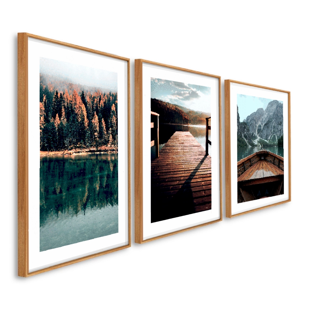 kit quadro decorativo moldura Caixa Alta Grande 41x61x3.5 cm Lago