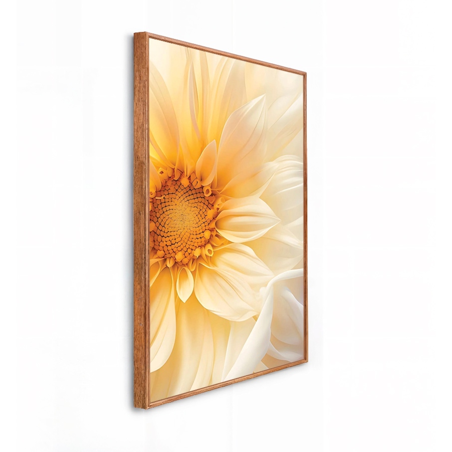 Quadro Decorativo Grande 41x61x3.5cm Moldura Modelo Caixa Alta Flor Amarela