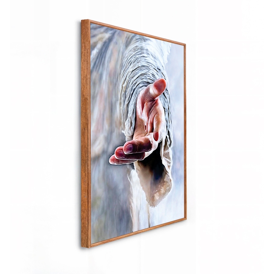 Quadro Decorativo Grande 41x61x3.5cm Moldura Caixa Alta Mão de Jesus