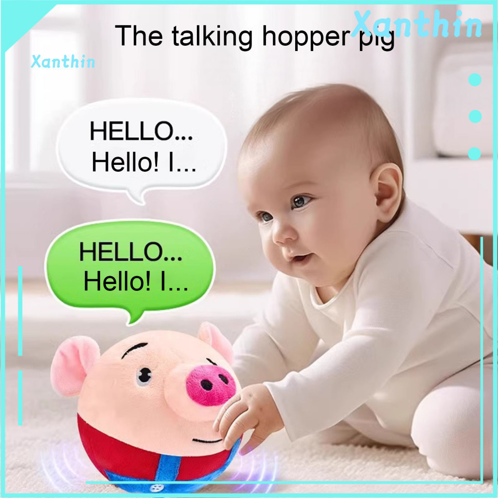 Pig Bouncing Ball Toy Toddlers Electric Plush Jumping for Kids – Talking Singing Repeating Educational Musical Stuffed