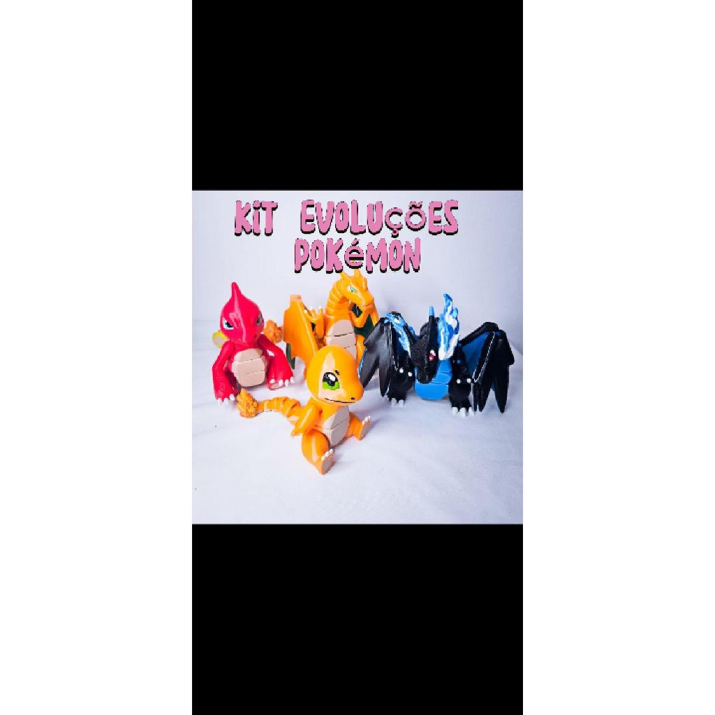 Kit Evoluções Pokémon - Charmander, Charmeleon, Charizard e Charizard X