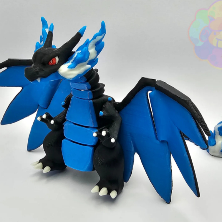 Charizard Pokémon, Mega Charizard X, Charmeleon e Charmander Crianças 3d Brinquedo Articulado
